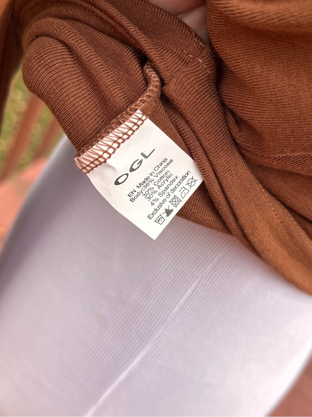 OGL Rust Square-Neck Long Sleeve Cotton Top - Picture 4 of 5